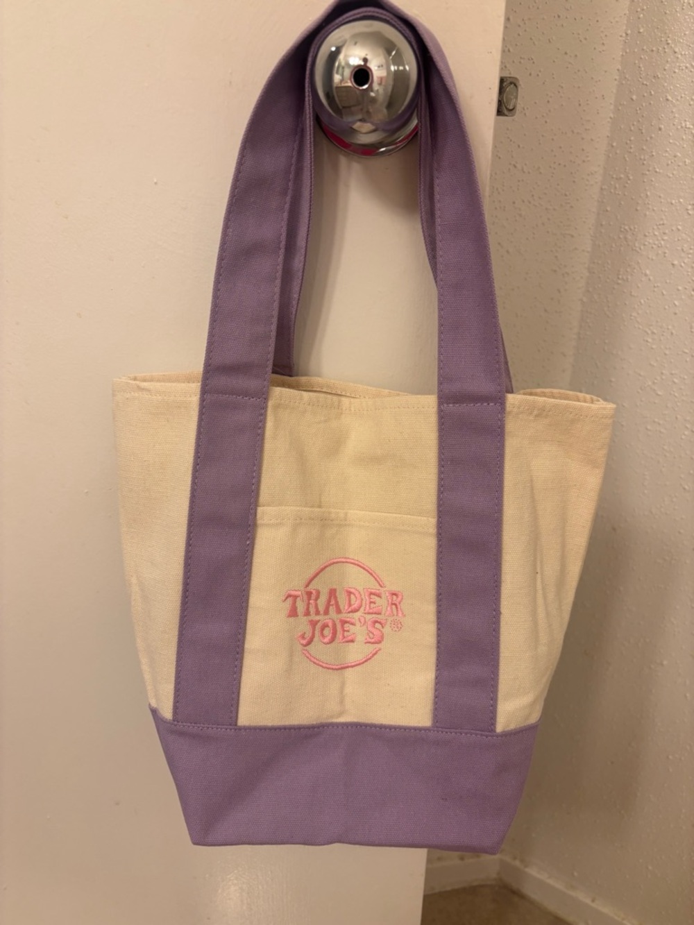 Trader Joe’s mini lavender canvas tote bag